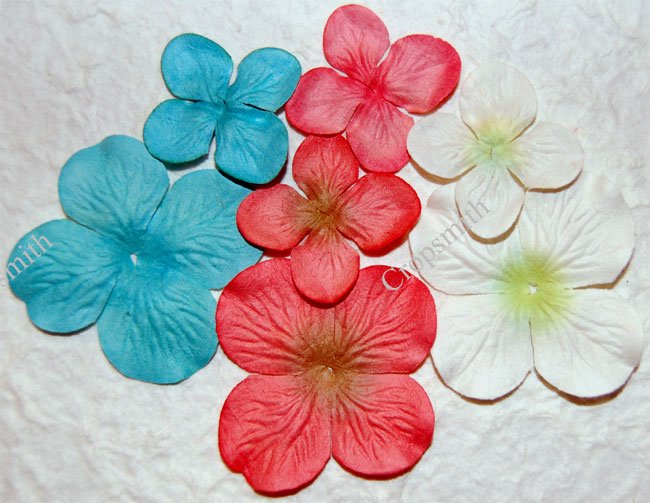 Coral Reef Prima Quick Picks Hydrangeas, Set of 10 Blue, Pink, White Mulberry Paper Flowers