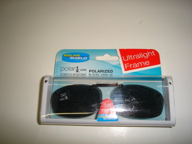 Sunglasses 56 Rec 5 Polarized Solar Shield Clip Ons. NEW