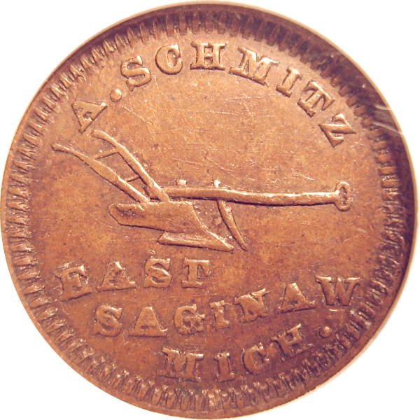***Sale Pending***MI280E-1a - East Saginaw Hardware Dealer - Plow Graphic - NGC58