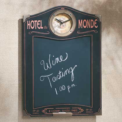 Hotel Du Monde Wall Clock And Chalkboard 35164
