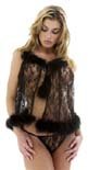 ALL OVER LACE BABYDOLL WITH MARIBOU TRIM