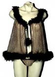 STRETCH MESH ANIMAL PRINT BABY-DOLL WITH LEOPARD TRIM