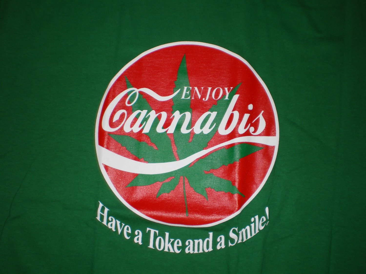 Enjoy Cannabis T-shirt Grn/Red New!