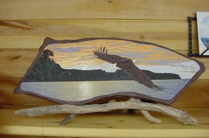 EAGLE IN FLIGHT**ORIGINAL SANDSTONE PAINTING**SIGNED