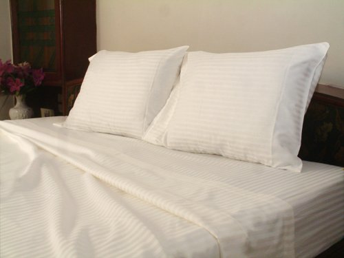 1000 TC EGYPTIAN COTTON WHITE STRIPE SHEET SET