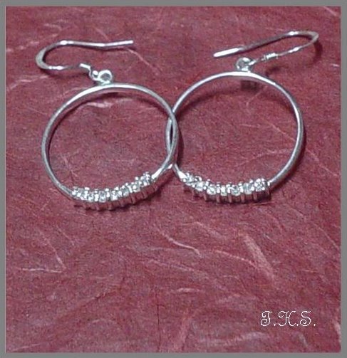 Silver 925 Hanging O Earrings with Swarovski Mini-Stones