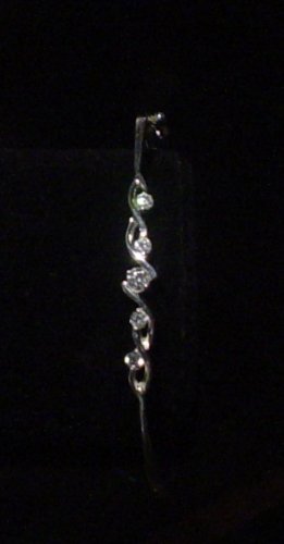 Silver 925 Twirl Head Bangle with Swarovksi Mini-Stones