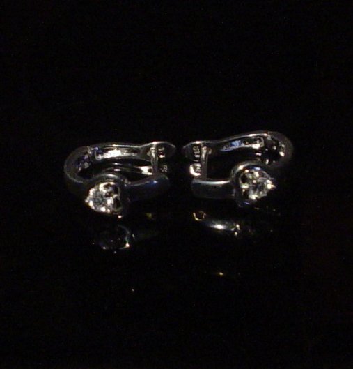 Silver 925 Heart Bangle Clip Earrings With Swarovski Mini Stones