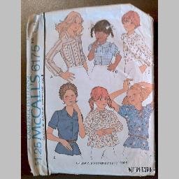 VINTAGE SEWING PATTERN~Girls' Blouses/Tops/Shirts~size 12~McCalls #6175 (1976)
