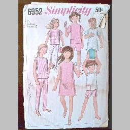 VINTAGE SEWING PATTERN~Girls' Pants & Dress/Top~size 12~Simplicity #6952 (1966)