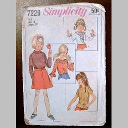 VINTAGE SEWING PATTERN~Girls' Blouses/Shirts/Tops~size 10~Simplicity #7229 (1967)
