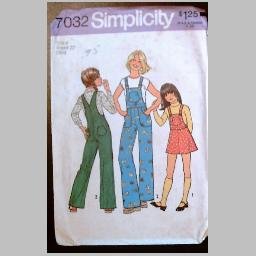 VINTAGE SEWING PATTERN~Girls' Jumper & Overalls~size 4~Simplicity #7032 (1975)~UNCUT