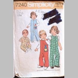VINTAGE SEWING PATTERN~Toddlers' Jumpsuit~size 1~Simplicity #7240 (1975)