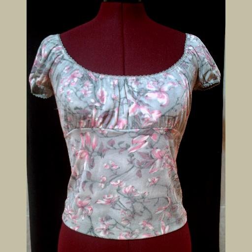Cute!~Silver & Pink Floral STRETCH SHIRT~Princess Dressy~size Small