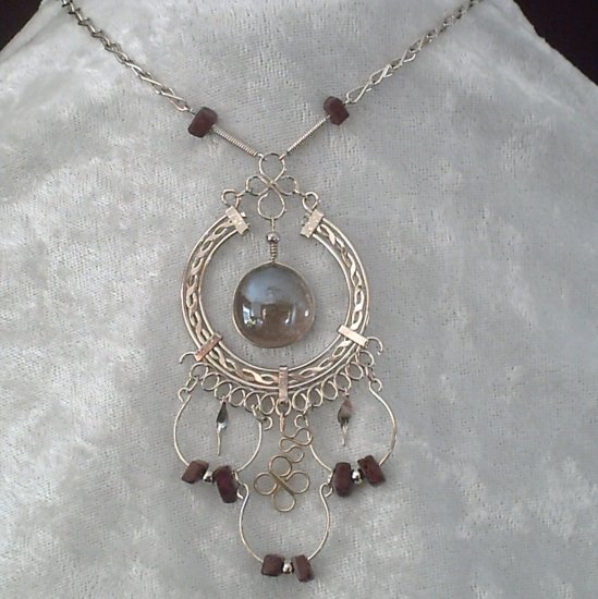NEW~"EYE OF SPIRIT"~Handmade Peruvian NECKLACE ~Alpaca Silver ~Murano/Cascajo beads ~Jewelry