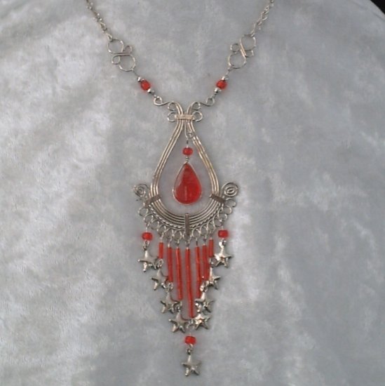NEW~"SHOOTING STARS"~Handmade Peruvian NECKLACE ~Alpaca Silver ~Murano Glass & beads ~Jewelry