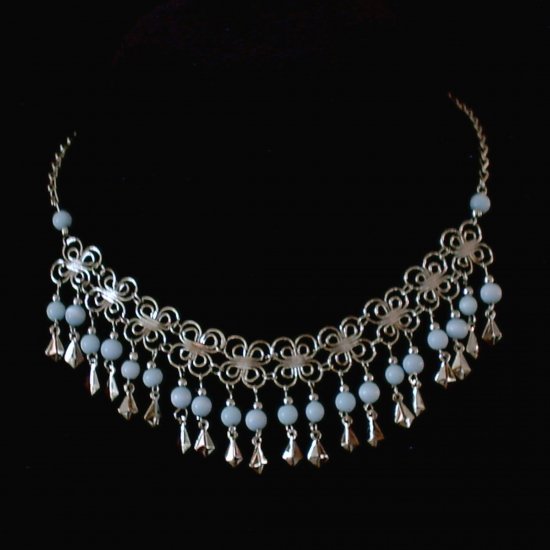 NEW~"DAISY CHAIN"~Handmade Peruvian NECKLACE ~Alpaca Silver Jewelry ~Cat's Eyes beads ~Jewelry