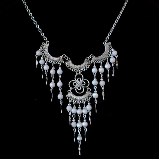 NEW~"VICTORIAN BLUSH"~Handmade Peruvian NECKLACE ~Alpaca Silver ~Cat's Eye beads ~Jewelry