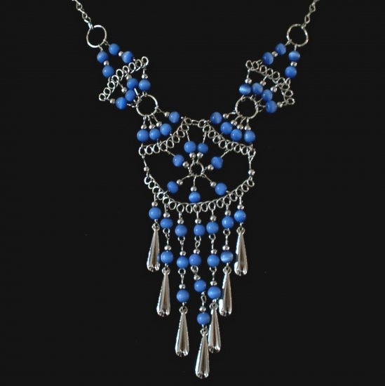 NEW~"WEB OF ETERNITY"~Handmade Peruvian NECKLACE ~Alpaca Silver Jewelry ~Cat's Eye beads