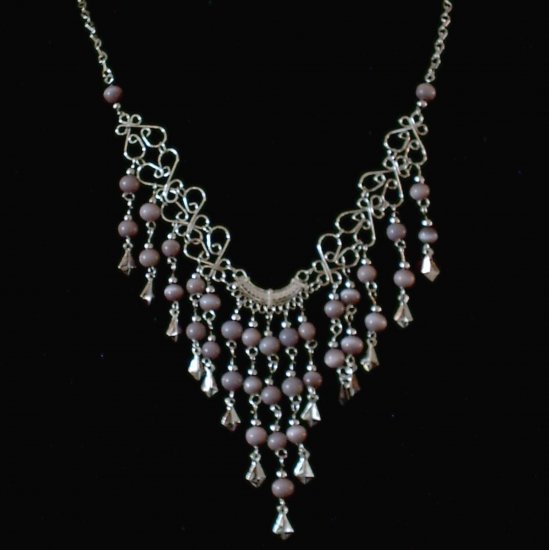 NEW~"VIOLET VALENTINE"~Handmade Peruvian NECKLACE ~Alpaca Silver Jewelry ~Cat's Eye beads