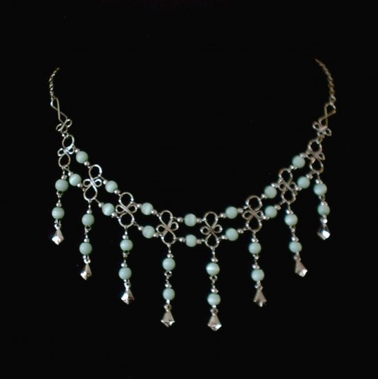 NEW~"CELTIC CASCADES"~Handmade Peruvian NECKLACE ~Alpaca Silver Jewelry ~Cat's Eyes beads
