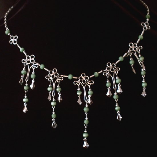 NEW~"EMERALD FORTUNE"~Handmade Peruvian NECKLACE ~Alpaca Silver Jewelry ~Cat's Eyes beads