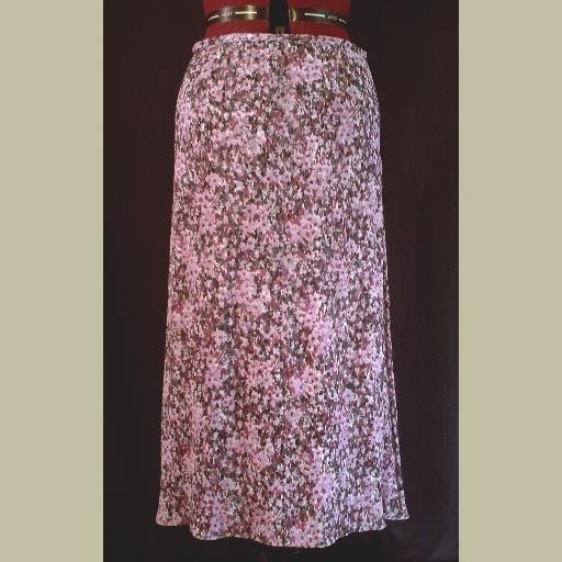Gorgeous! Purple Floral SILK SKIRT~by VALERIE STEVENS~Long & Airy~size 14