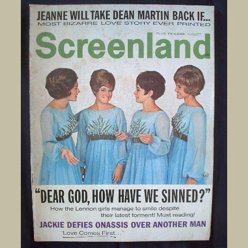 SCREENLAND~1970~v70/#8~VINTAGE CELEBRITY MAGAZINE~LENNON GIRLS~Jackie O~Martins~Johnny Cash~Sinatra