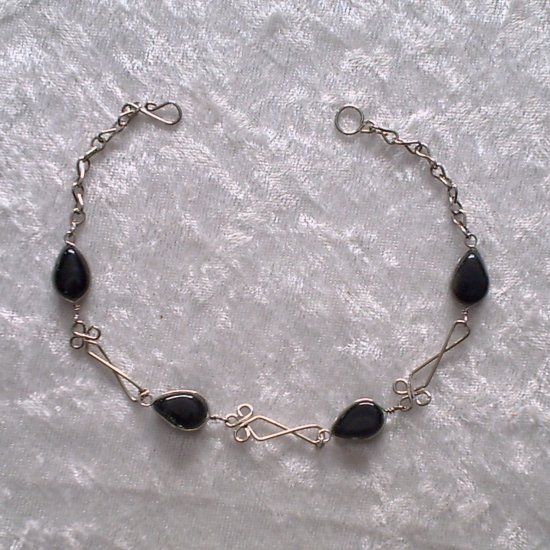 "BLACK MURANO TWIST" HANDMADE PERUVIAN BRACELET ~Alpaca Silver Jewelry ~Murano Glass