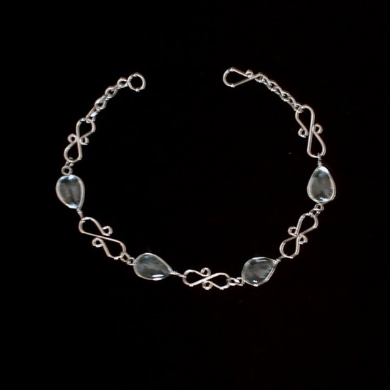 "CLEAR MURANO CURLS" HANDMADE PERUVIAN BRACELET ~Alpaca Silver Jewelry ~Murano Glass