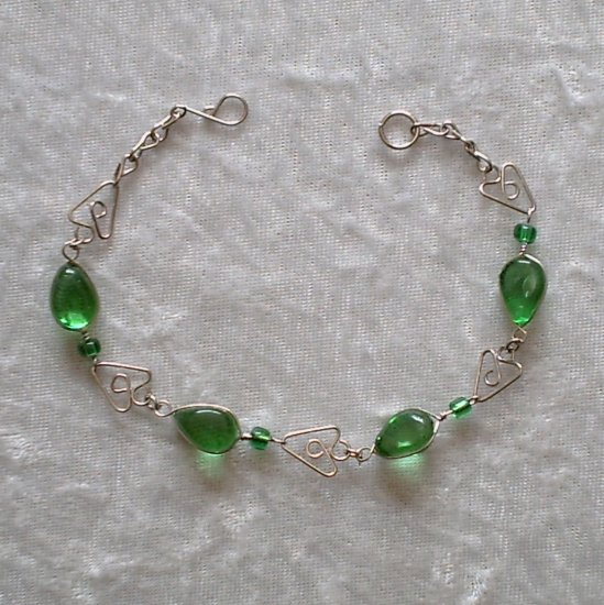"EMERALD MURANO ARROWS" HANDMADE PERUVIAN BRACELET ~Alpaca Silver Jewelry ~Murano Glass