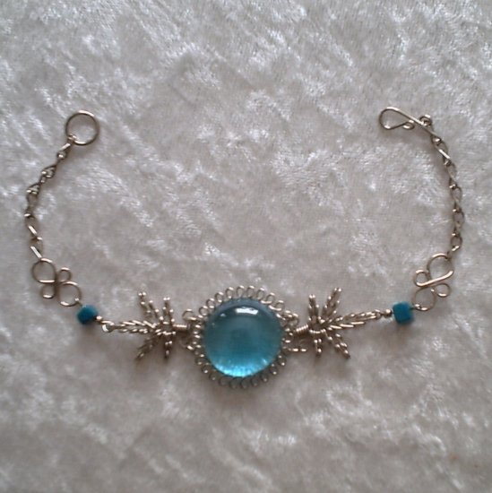 "CYAN BLUE MURANO COILS" HANDMADE PERUVIAN Bracelet ~Alpaca Silver Jewelry ~Cascajo nuggets