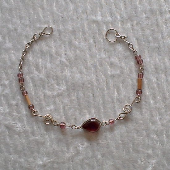 "VIOLET MELODY" MURANO glass & BAMBOO beads BRACELET ~HANDMADE Peruvian Alpaca Silver Jewelry