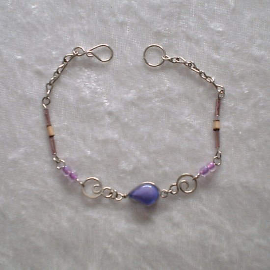 "LILAC CURLS" MURANO glass & BAMBOO beads BRACELET ~HANDMADE Peruvian Alpaca Silver Jewelry
