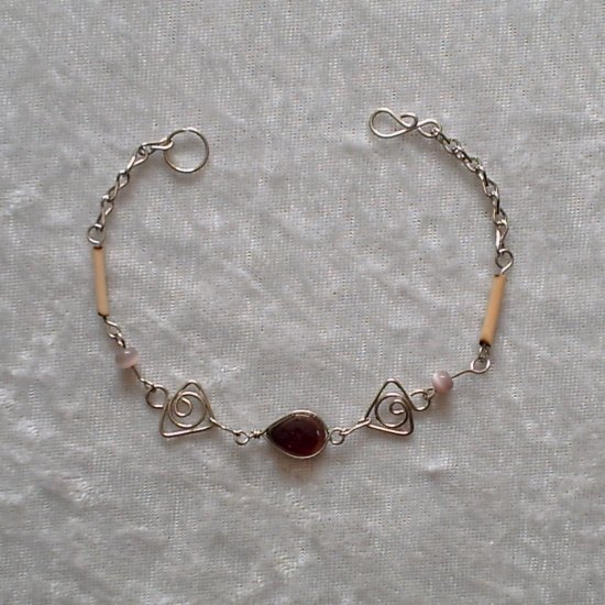 "TRIBAL VIOLETS" MURANO & BAMBOO BRACELET~HANDMADE Peruvian Alpaca Silver Jewelry~Cat's Eye beads