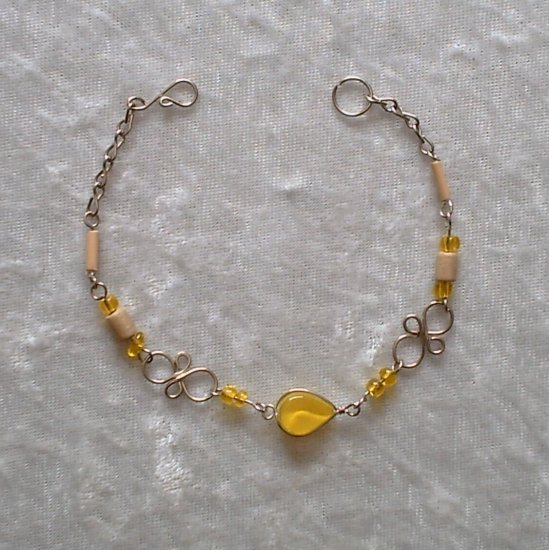 "SUNDROPS" MURANO glass, BAMBOO & WOOD beads Bracelet ~HANDMADE Peruvian Alpaca Silver Jewelry