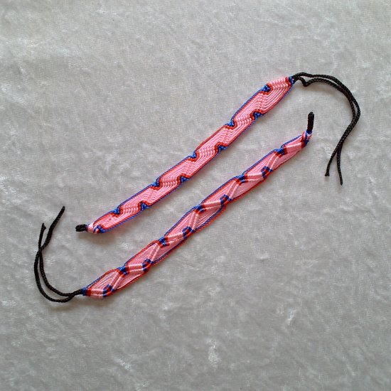 HANDMADE FRIENDSHIP BRACELET ~Pink & Red & Blue ~Bright Bold Colors ~Zig-Zag Pattern ~Jewelry