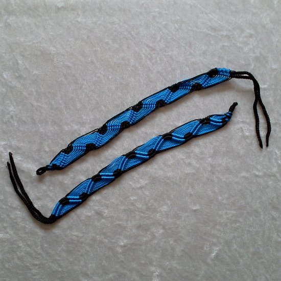 HANDMADE FRIENDSHIP BRACELET ~Black & Aqua ~Bright Bold Colors ~Zig-Zag Pattern ~Jewelry