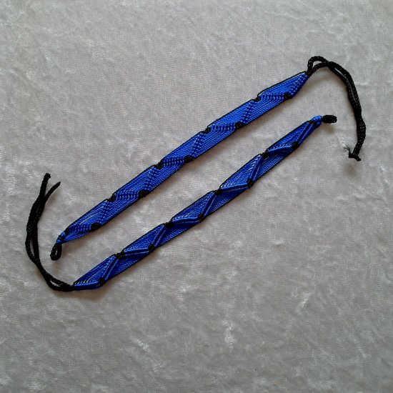 HANDMADE FRIENDSHIP BRACELET ~Black & Dark Blue ~Bright Bold Colors ~Zig-Zag Pattern ~Jewelry