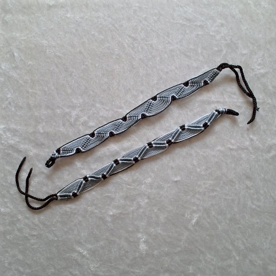 HANDMADE FRIENDSHIP BRACELET ~Black & Grey & White ~Bold Colors ~Zig-Zag Pattern ~Jewelry
