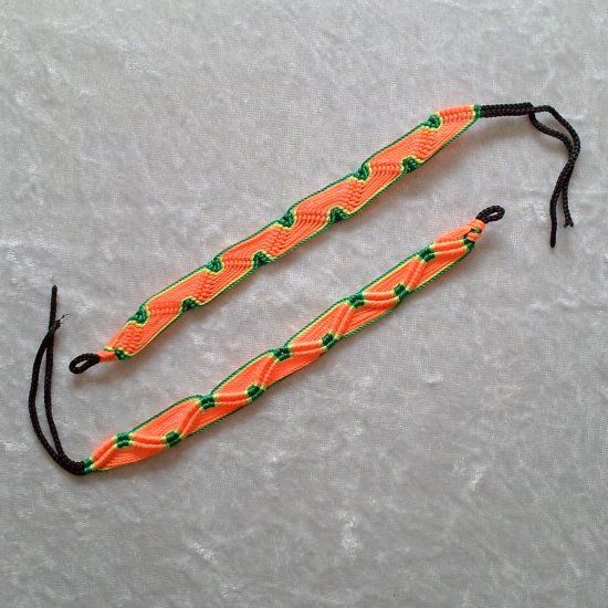 HANDMADE FRIENDSHIP BRACELET ~Orange & Yellow & Green ~Bright Colors ~Zig-Zag Pattern ~Jewelry