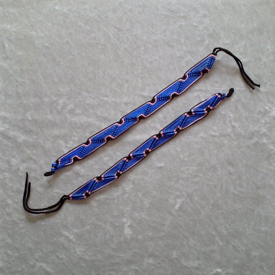 HANDMADE FRIENDSHIP BRACELET ~Blue & Pink & Black ~Bright Colors ~Zig-Zag Pattern ~Jewelry