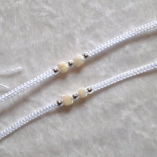 HANDMADE PERUVIAN BEADED FRIENDSHIP BRACELET ~ White with Cascajo Nuggets ~Jewelry