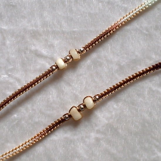 HANDMADE PERUVIAN BEADED FRIENDSHIP BRACELET ~Brown & Tan with Cascajo nuggets ~Jewelry