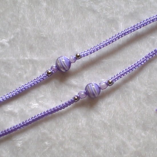HANDMADE PERUVIAN BEADED FRIENDSHIP BRACELET ~ Lavender with Striped Bead ~Jewelry