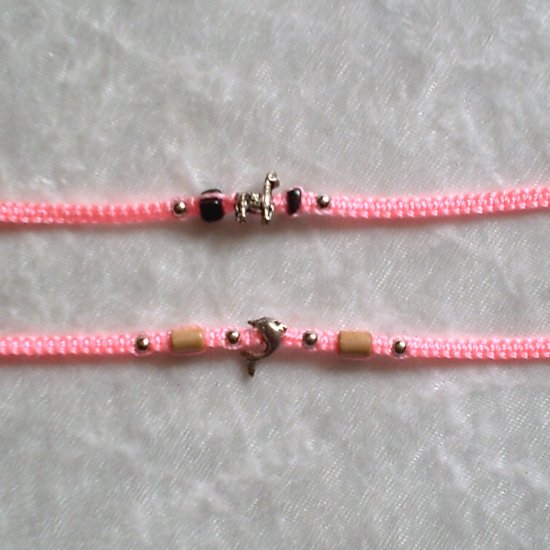 HANDMADE PERUVIAN BEADED FRIENDSHIP BRACELET ~Pink with Dolphin & Wood beads ~Jewelry