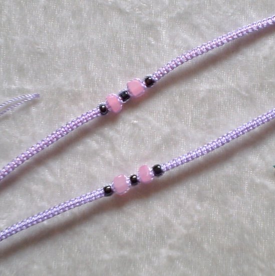HANDMADE PERUVIAN BEADED FRIENDSHIP BRACELET ~ Lavender with Pink Cascajo Nuggets ~Jewelry