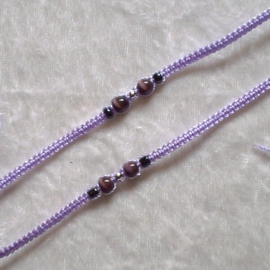 HANDMADE PERUVIAN BEADED FRIENDSHIP BRACELET ~ Lavender with Purple Cat's Eye Bead ~Jewelry