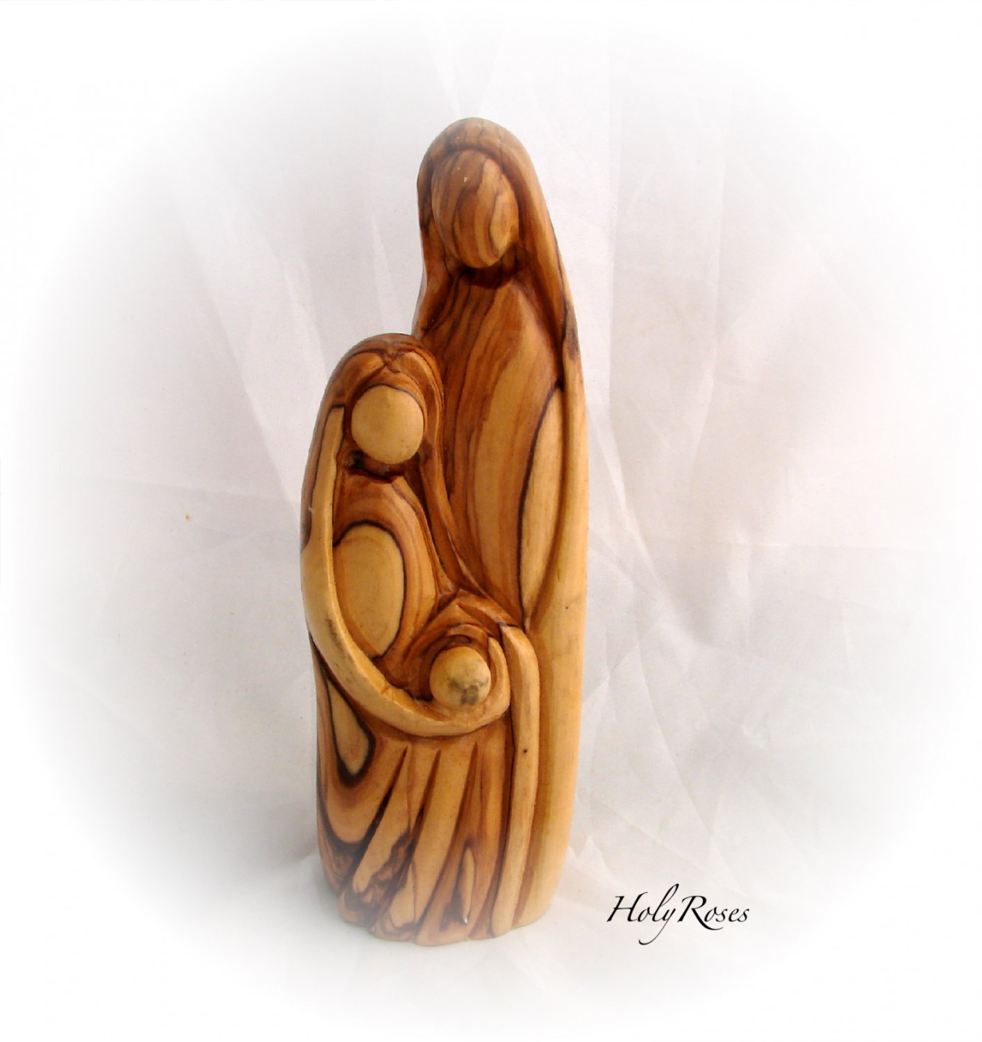 Holy Family Contemporary Statue Deluxe Hand Carved Olive Wood