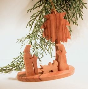 Mini Olive Wood Nativity - for Xmas Tree - Creche 3 - Gift Boxed FREE SHIPPING